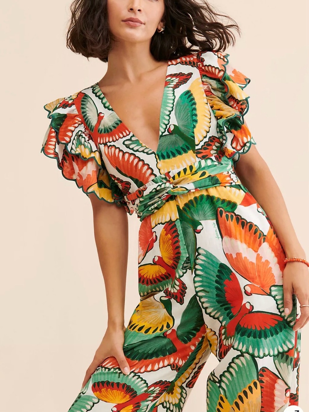 FARM Rio Ruffle-Sleeve Printed Jumpsuit - Picture 3 of 3